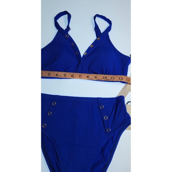 Robin Piccone Amy Ribbed Bikini Set Lapis Blue Size M New With Tags - Picture 4 of 8